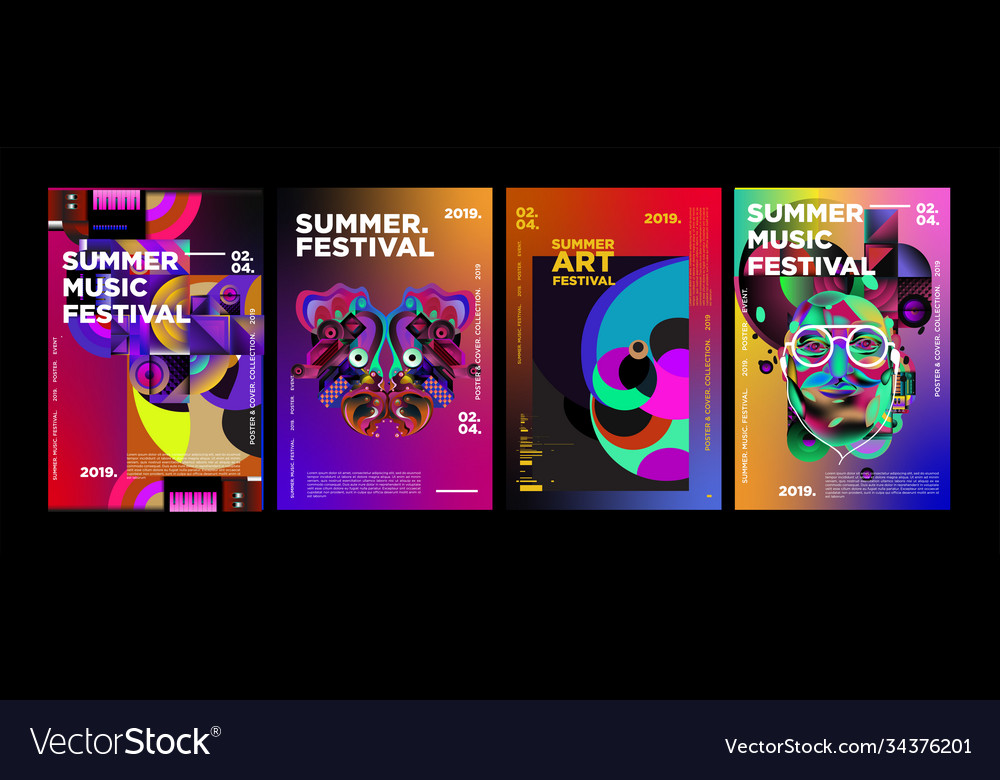 Summer colorful art and music festival poster