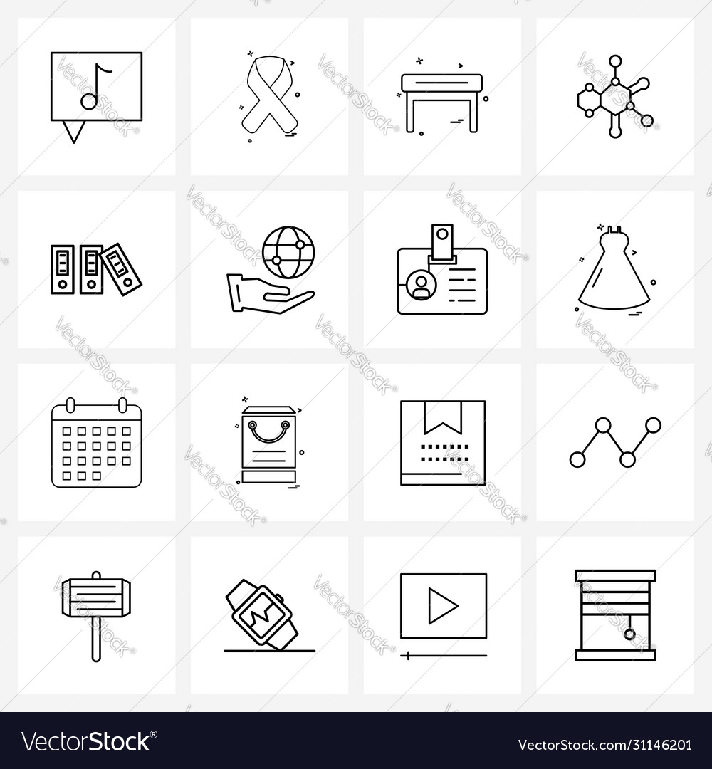 Ui set 16 basic line icons file document