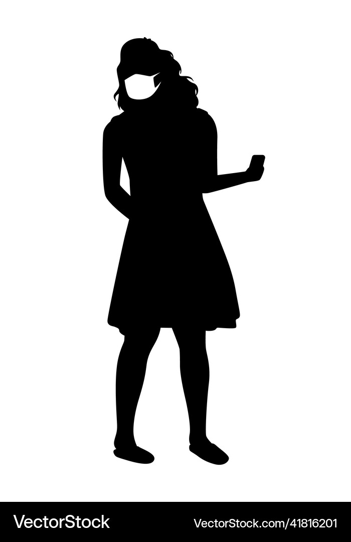 Young woman with mask silhouette Royalty Free Vector Image