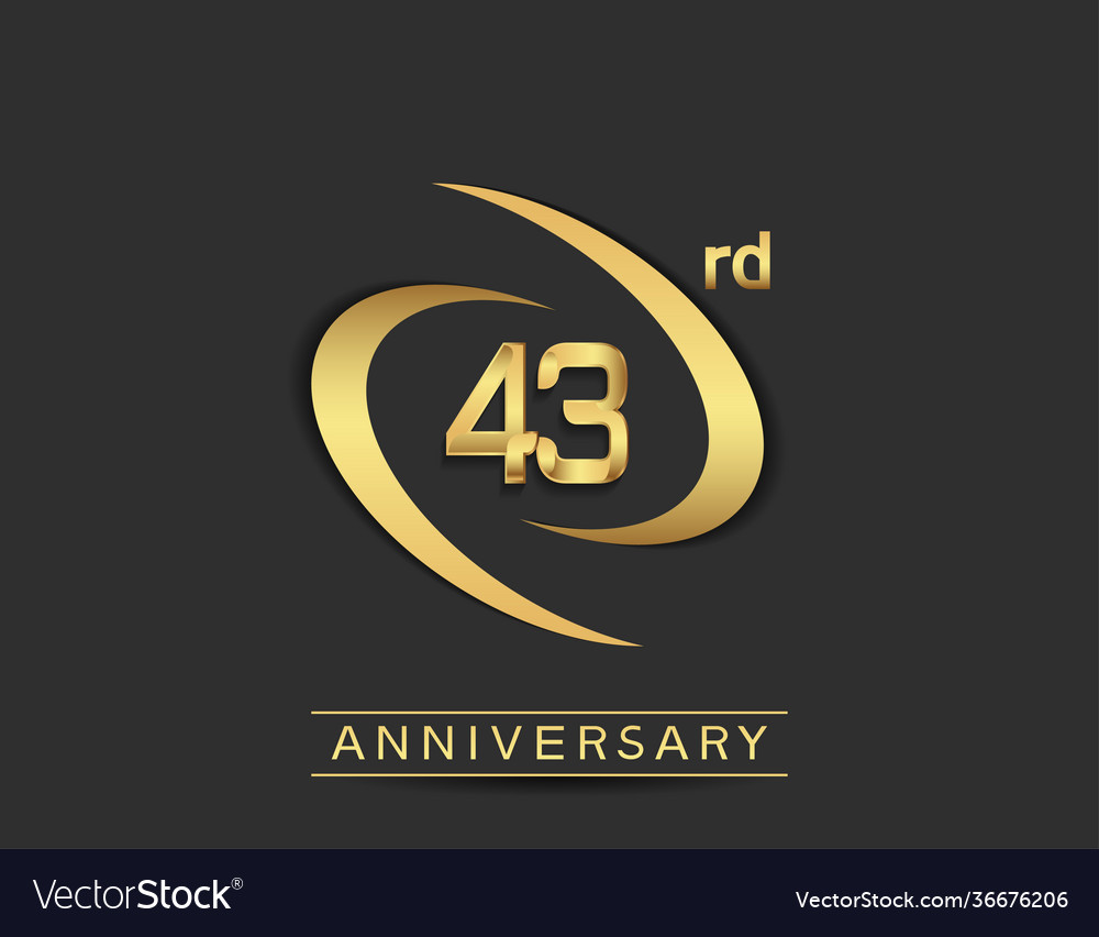 43 years anniversary logo style with swoosh ring