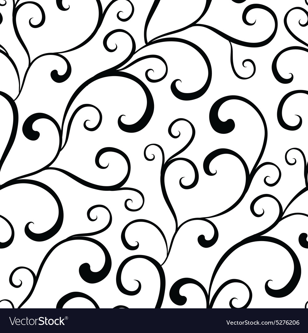 Black White Organic Swirls Seamless Pattern Vector Image