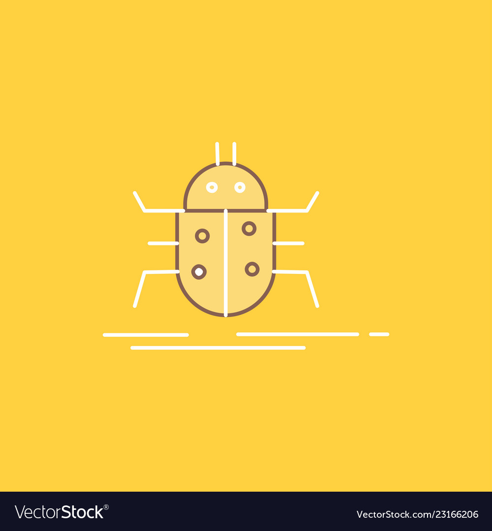 Bug bugs insect testing virus flat line filled