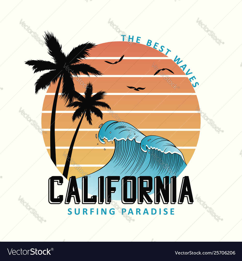 California slogan for t-shirt typography Vector Image