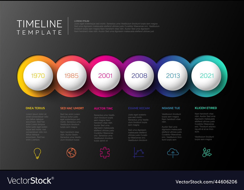 Dark infographic milestones timeline template Vector Image