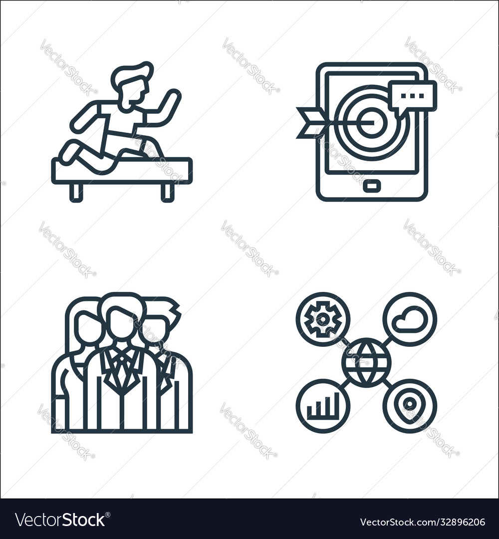 Digital transformation line icons linear set vector image Digital transformation line icons linear set