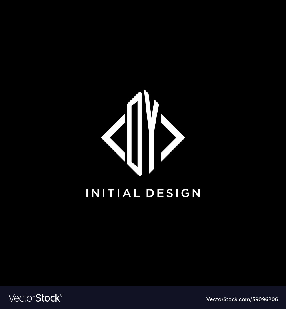 Dy initial monogram with rhombus shape logo design