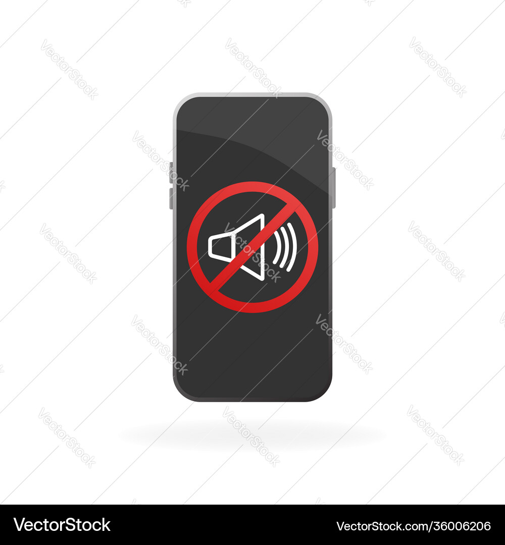 Flat icon with black no sound smartphone on white Vector Image