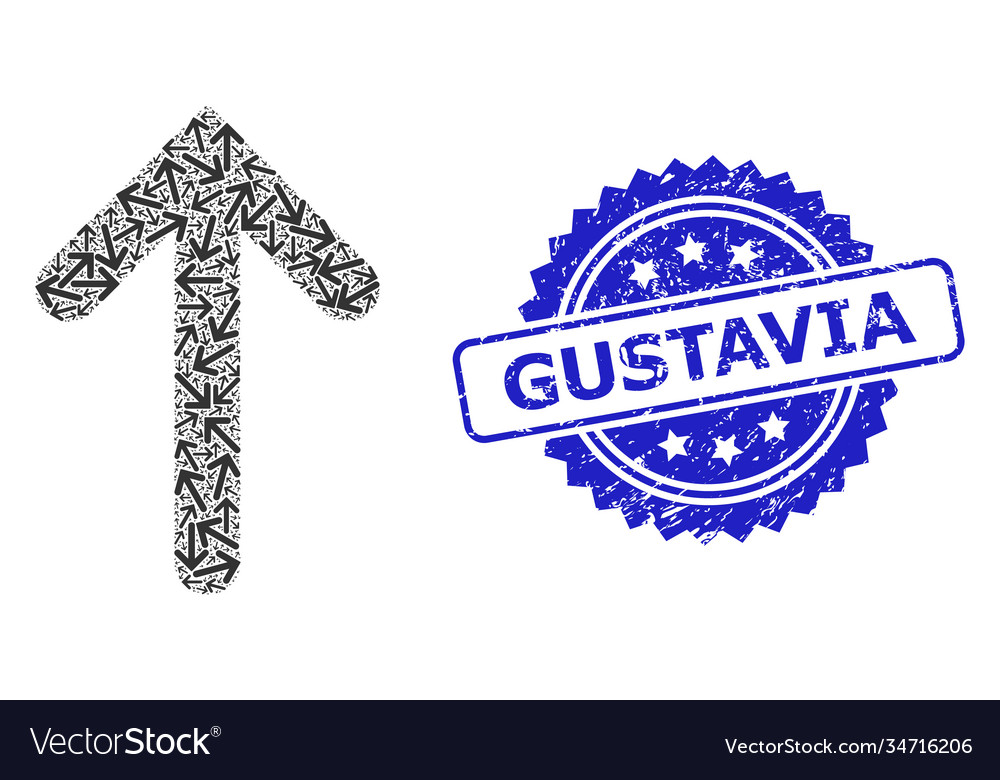 Grunge gustavia seal and recursion up arrow icon Vector Image Grunge gustavia seal and recursion up arrow icon