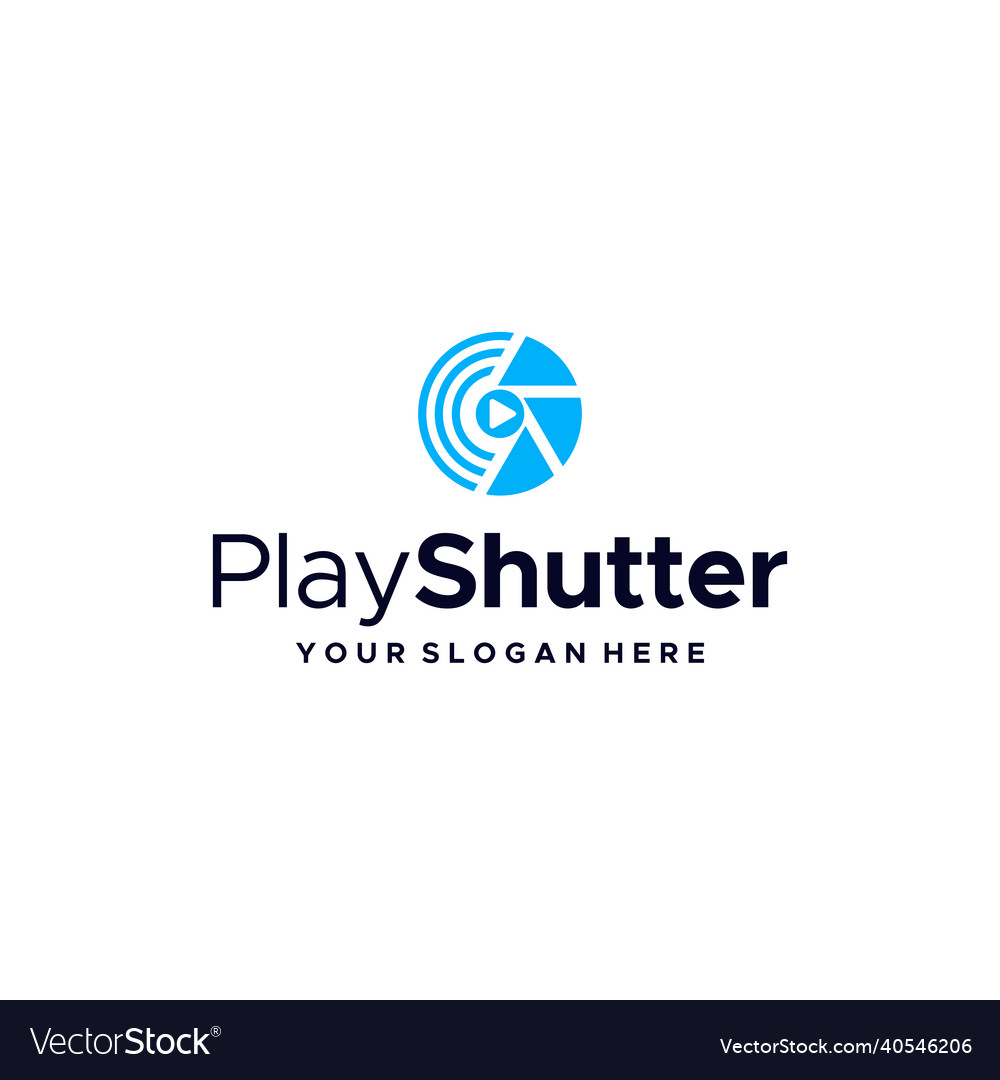 Minimalist playshutter lens camera logo design