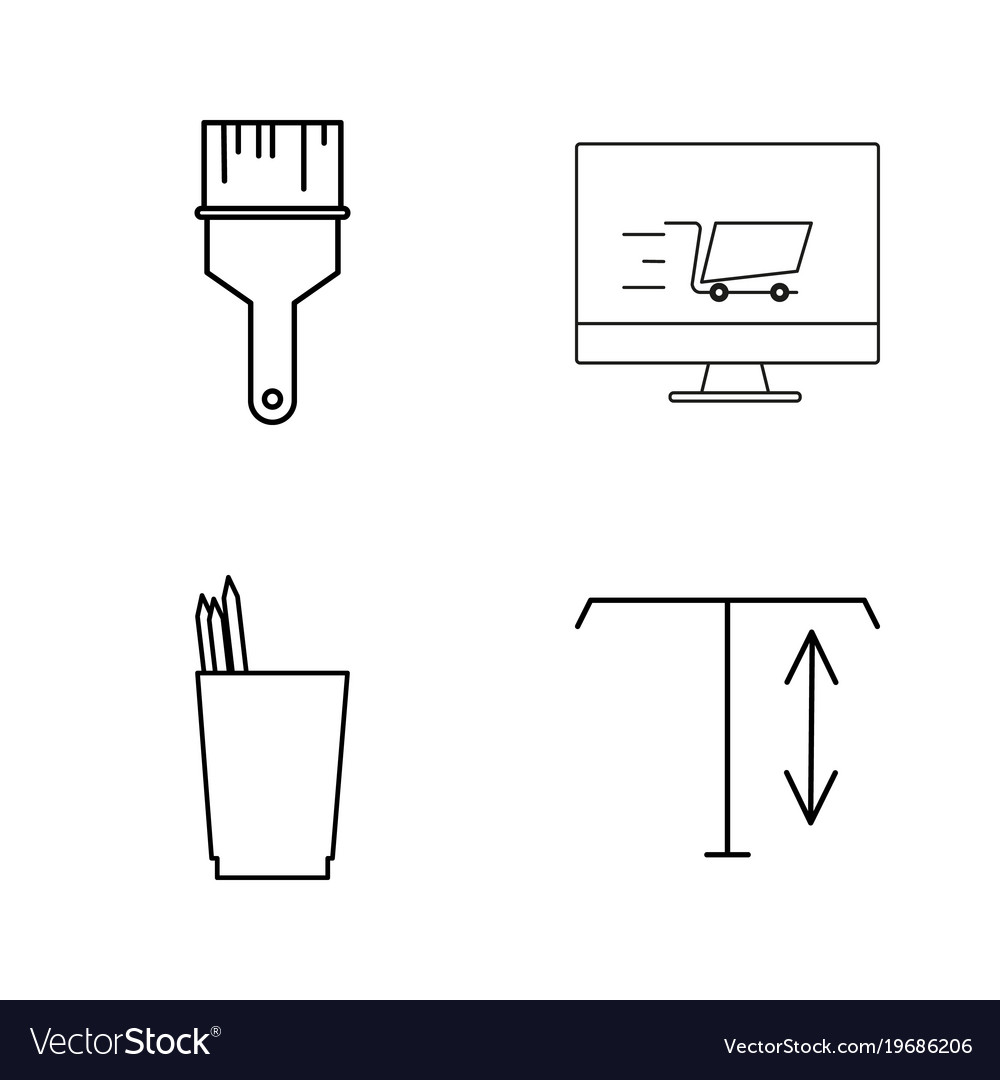 Office simple linear outline icon set