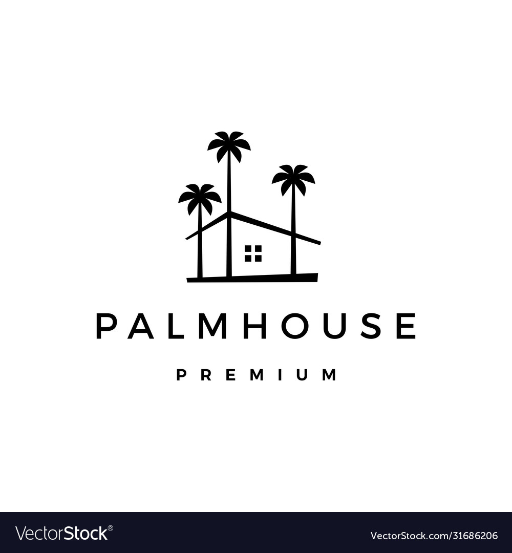 Palm house tree home logo icon Royalty Free Vector Image