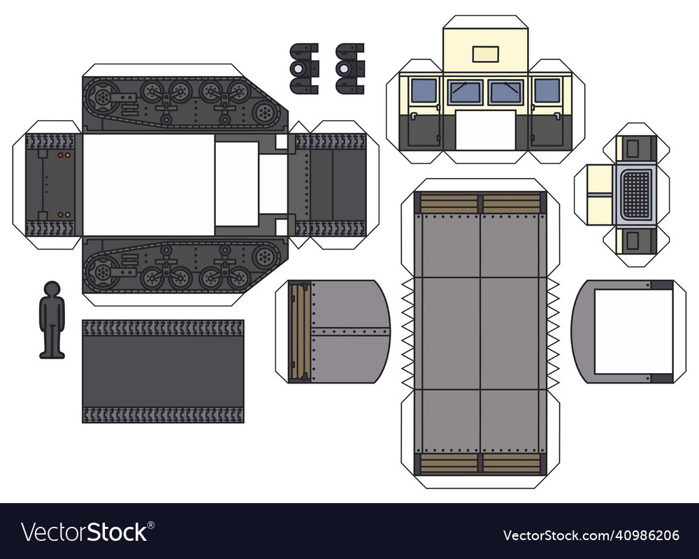 Paper model of an old tracked vehicle Royalty Free Vector