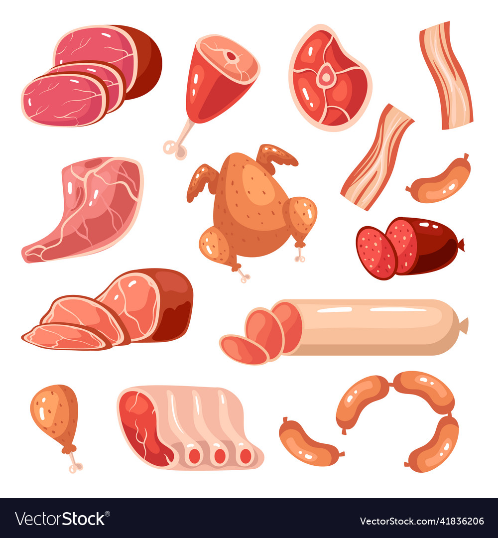 Raw meat piece chicken sausage steak Royalty Free Vector