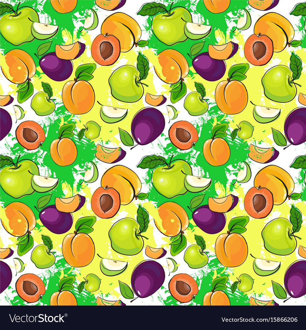 Seamless pattern different fruits summer ornament