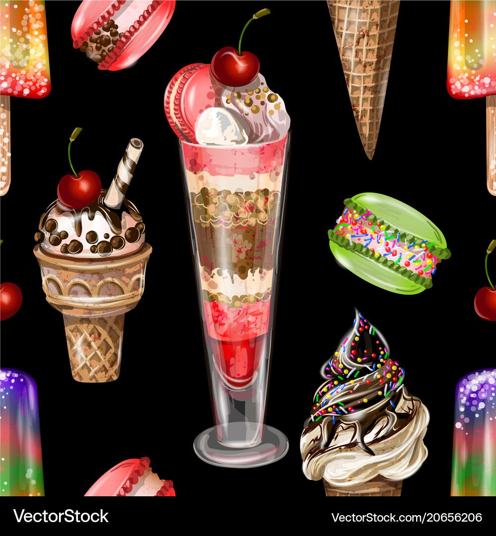 Seamless pattern with different ice cream Vector Image