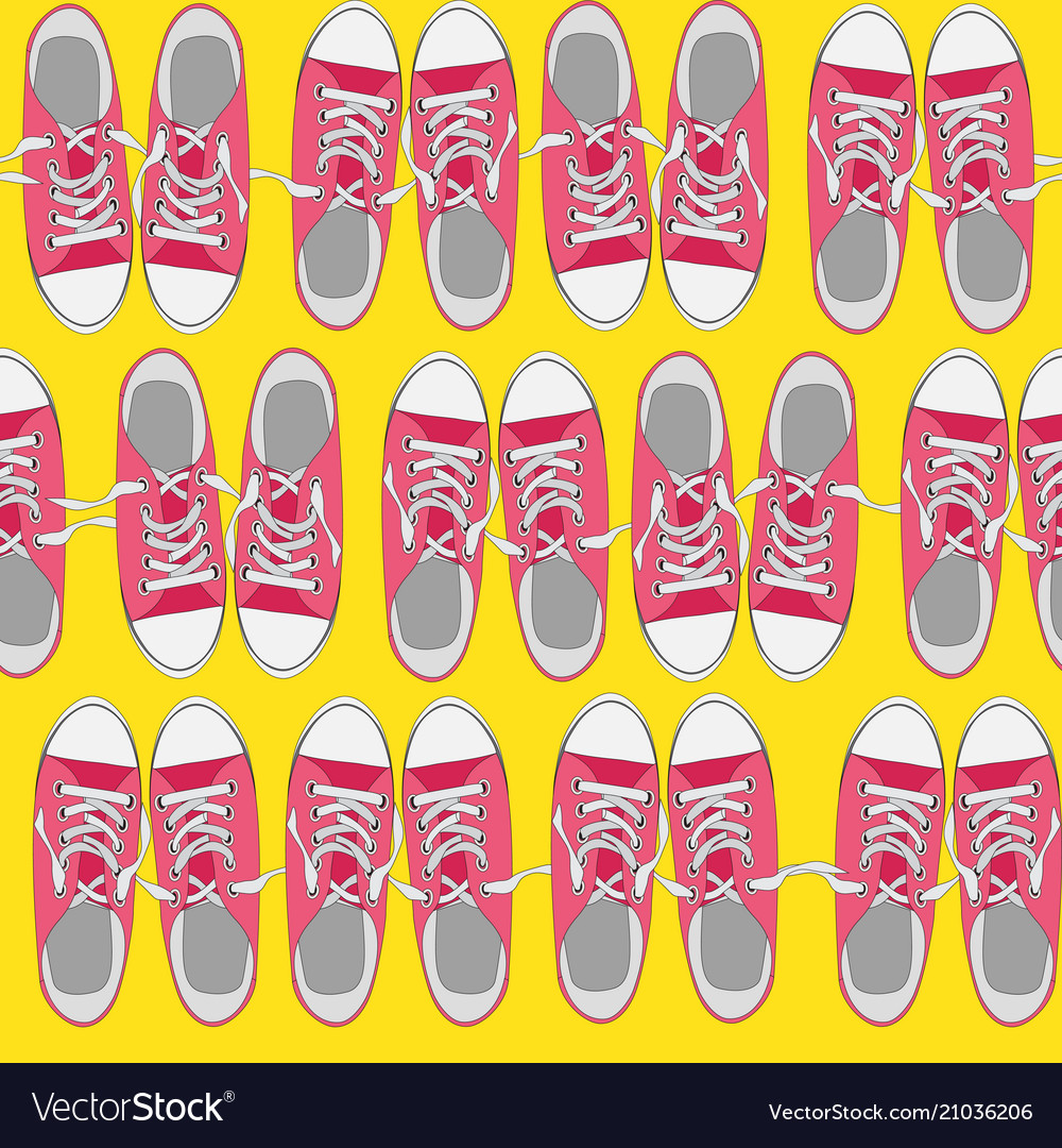 Seamless pattern with shoes on color background