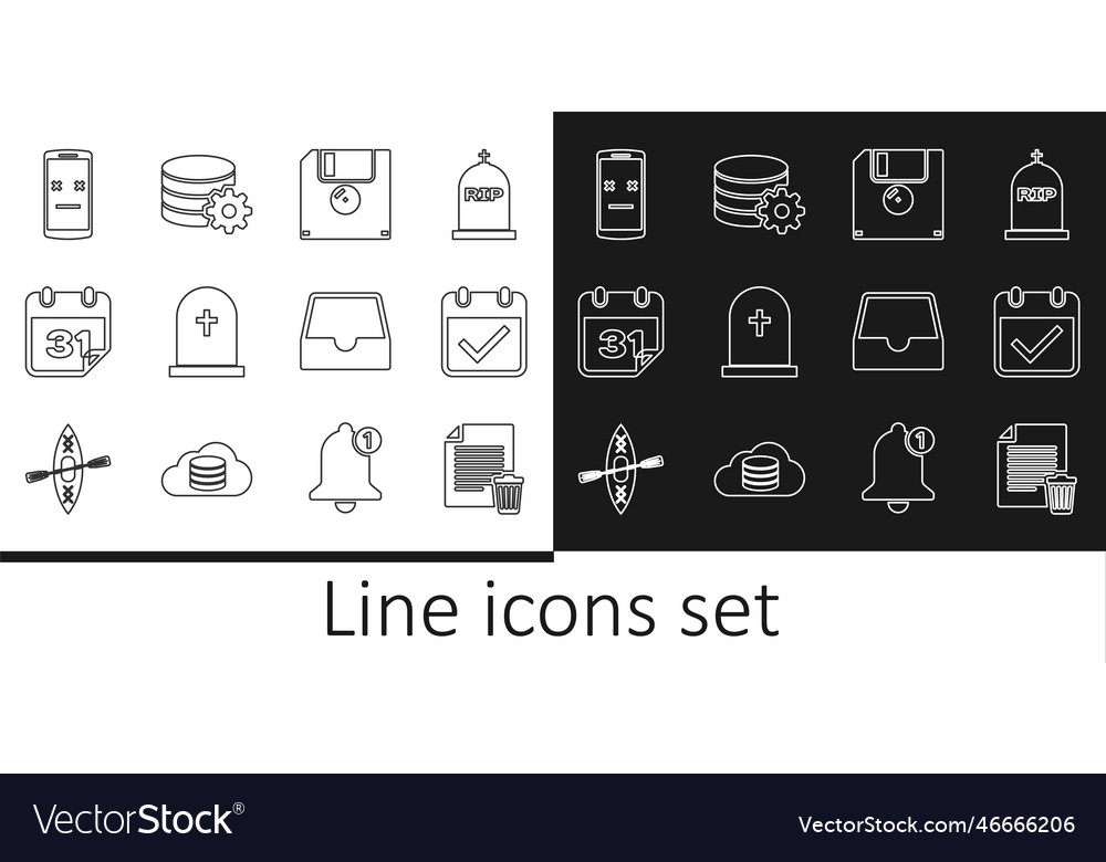Set line delete file document calendar with check vector image Set line delete file document calendar with check