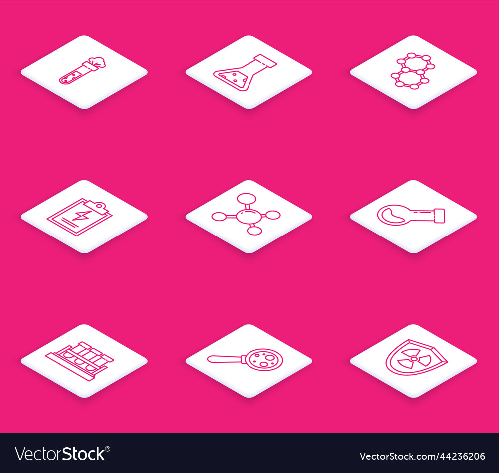 Set line test tube and flask chemical molecule