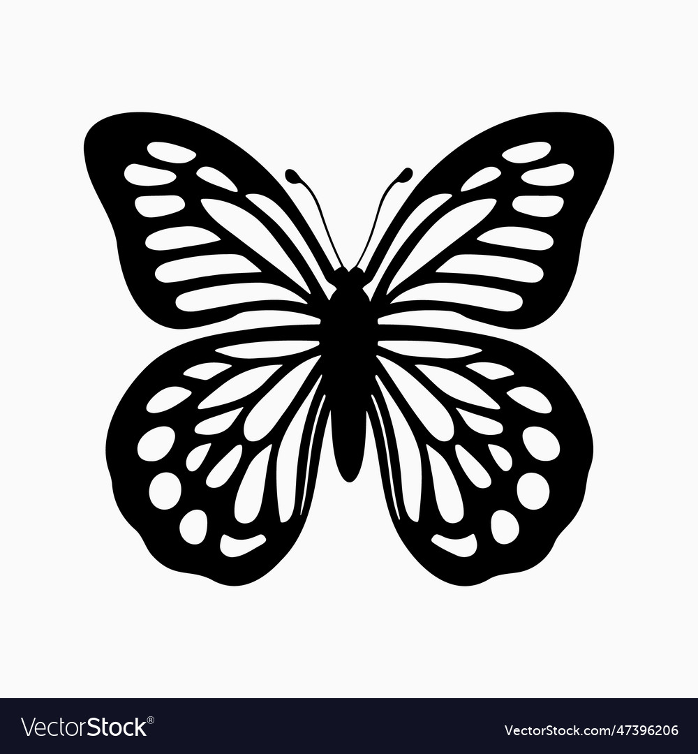 Silhouette of butterfly monochrome Royalty Free Vector Image