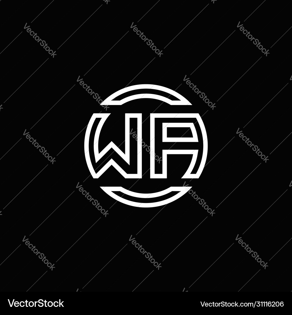 Wa logo monogram with negative space circle Vector Image