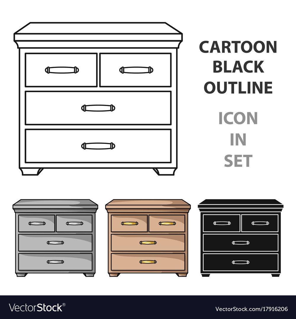 Wooden Cabinet With Drawers Icon In Cartoon Style Vector Image