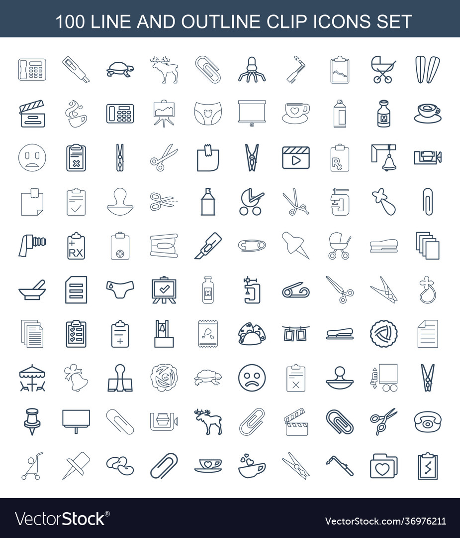 100 clip icons Royalty Free Vector Image - VectorStock