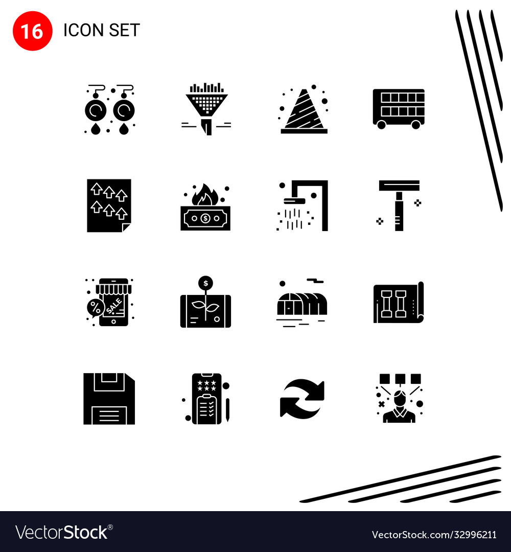 16 universal solid glyphs set for web and mobile