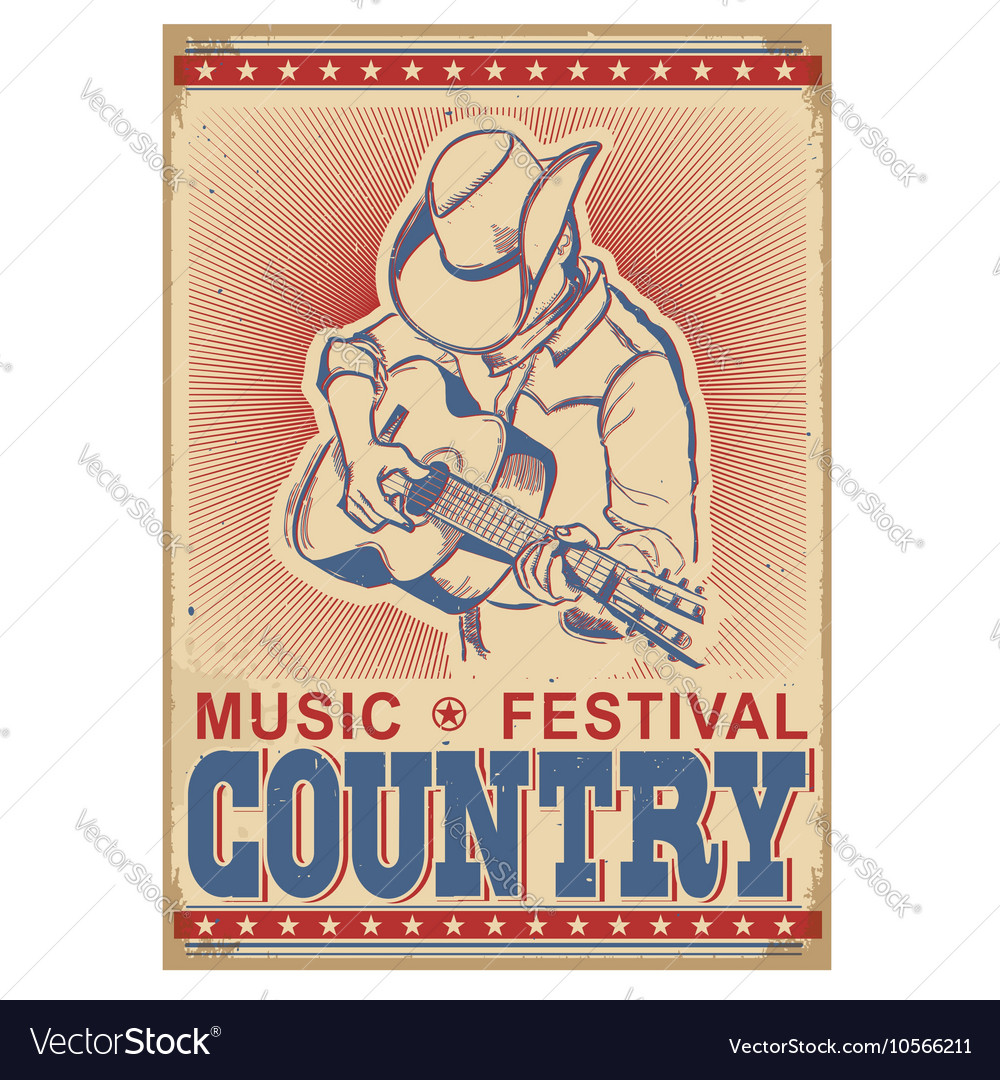 American music festival background with musician Vector Image