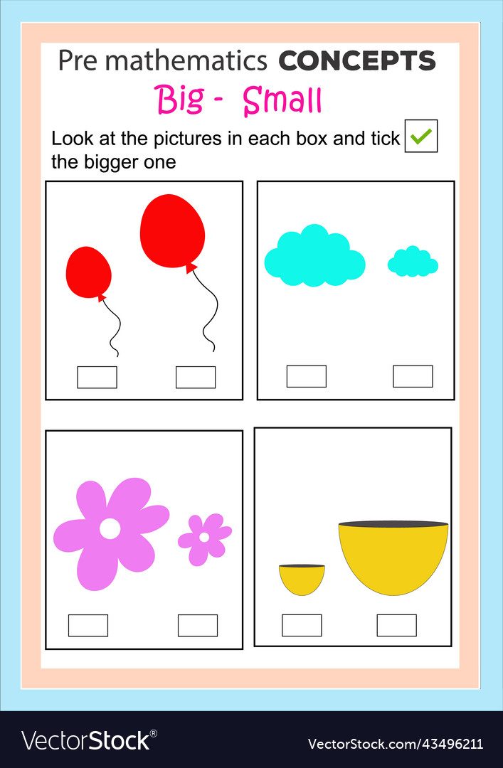 Big and Small Worksheets for kids Template