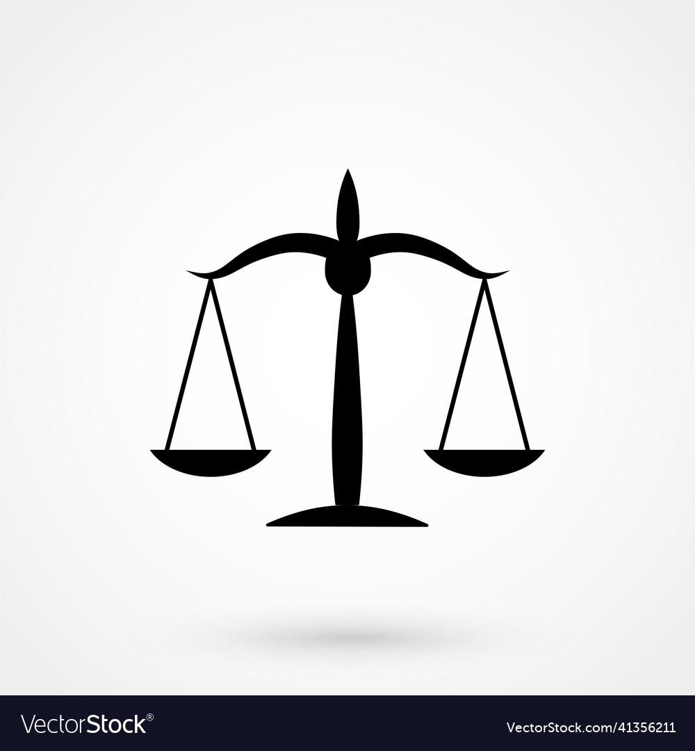 Black justice scale icon on white background Vector Image