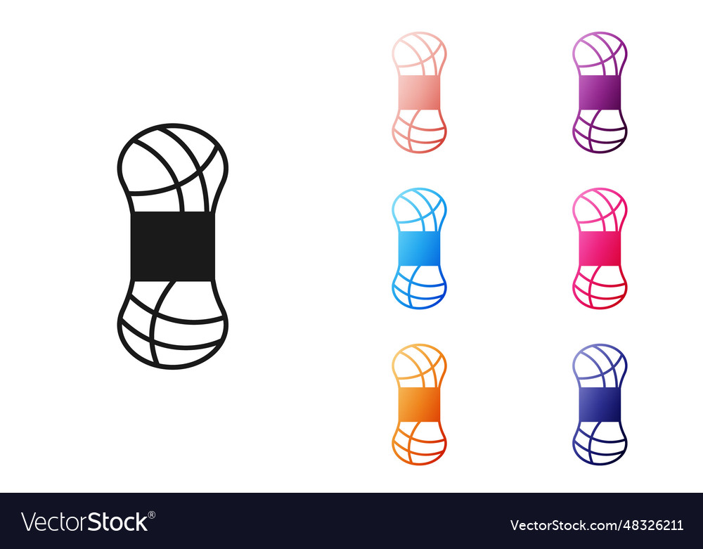 Black yarn icon isolated on white background