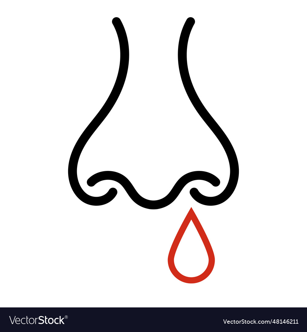 Bleeding from nose nosebleed drops blood flow Vector Image