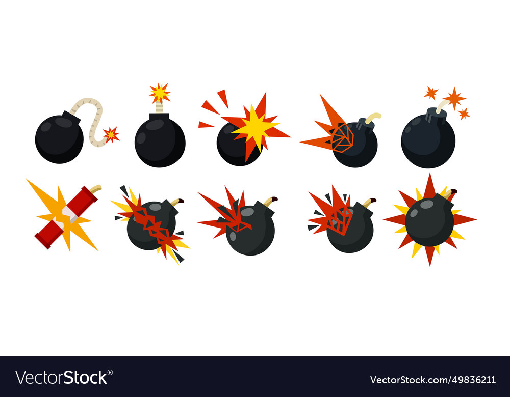 Bomb and explosive objects Royalty Free Vector Image