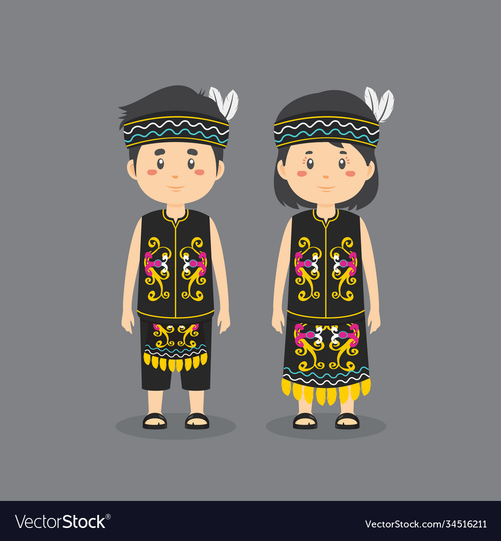 Character wearing dayak traditional dress Vector Image