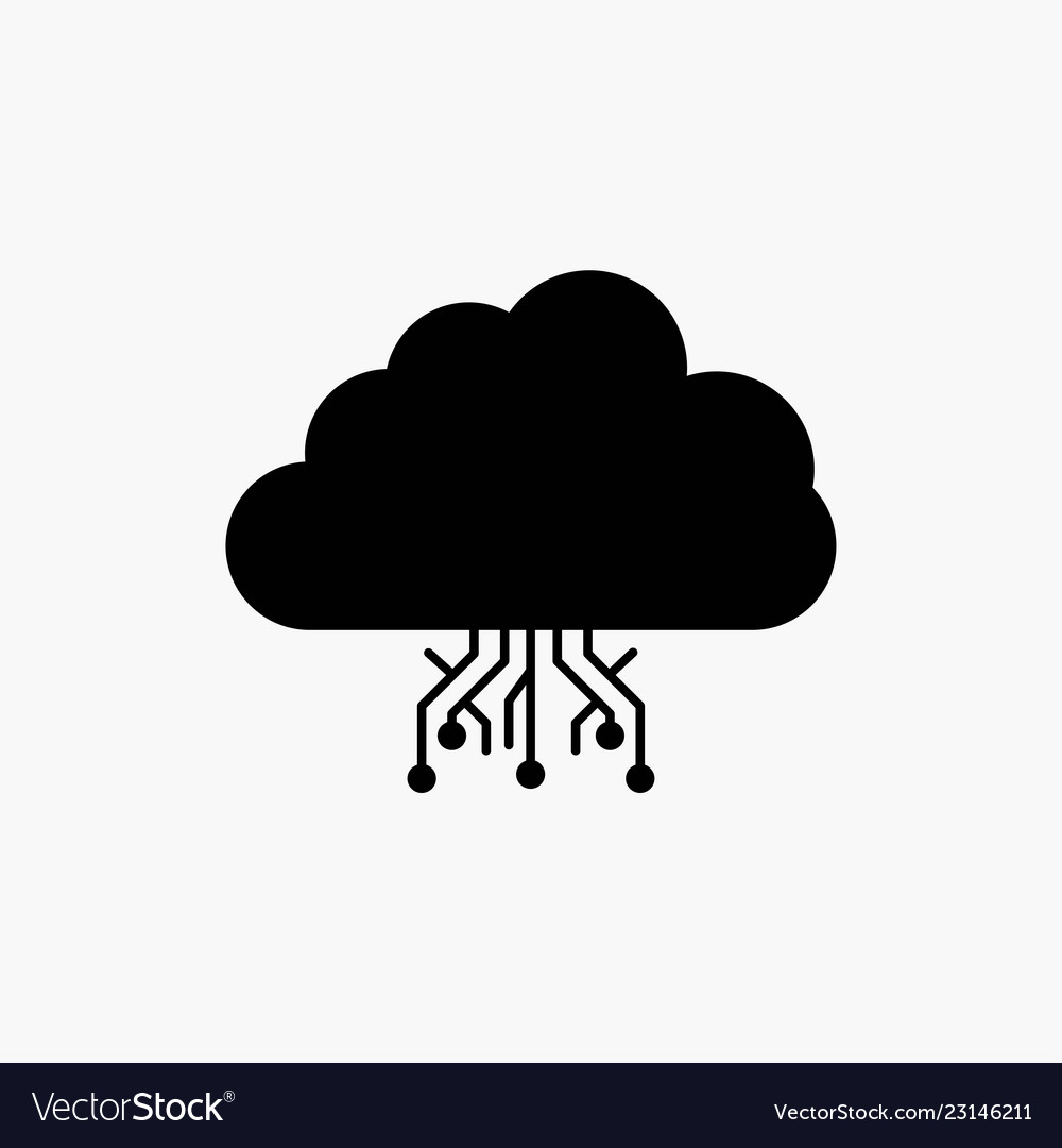 Cloud computing data hosting network glyph icon vector image Cloud computing data hosting network glyph icon
