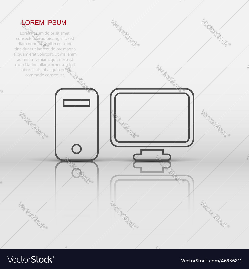 Computer icon in flat style monitor sign Vector Image