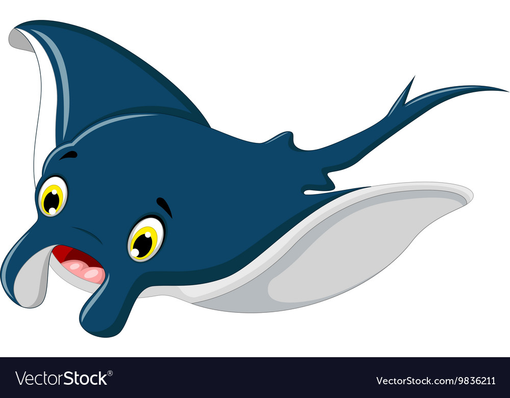 Cute stingray cartoon smiling Royalty Free Vector Image