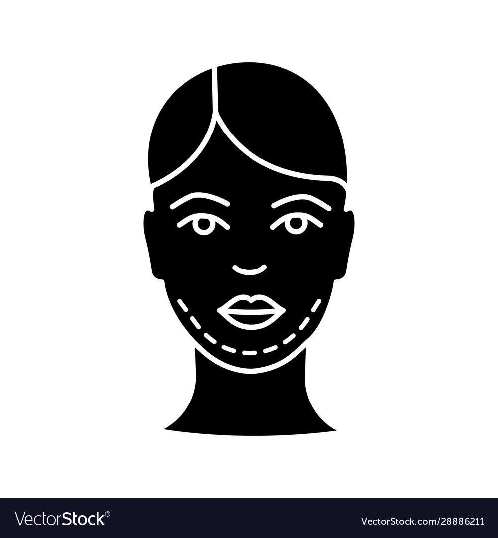 Double chin surgery glyph icon vector image Double chin surgery glyph icon