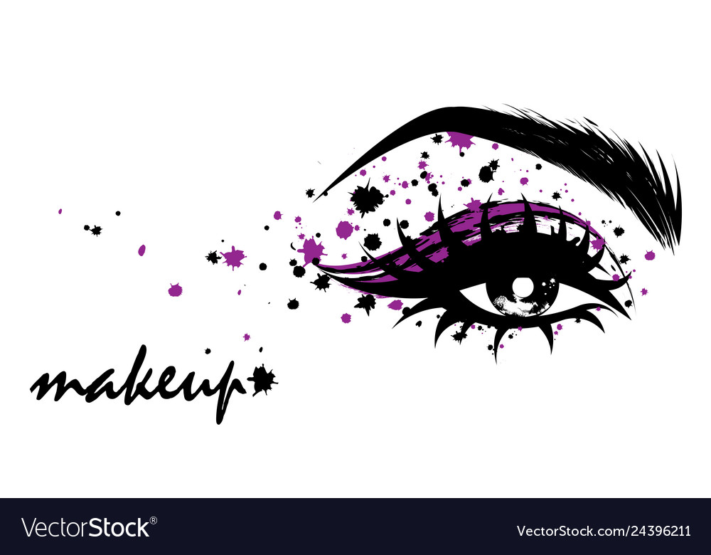 Eye makeup and brow on white background