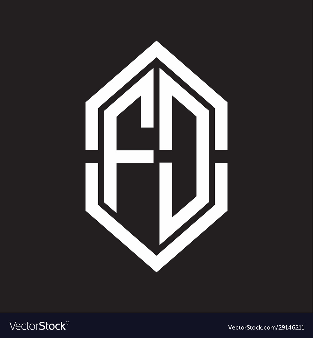 Fd logo monogram with hexagon shape and outline