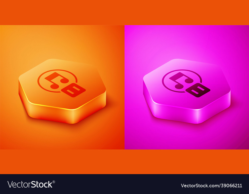 Isometric pause button icon isolated on orange
