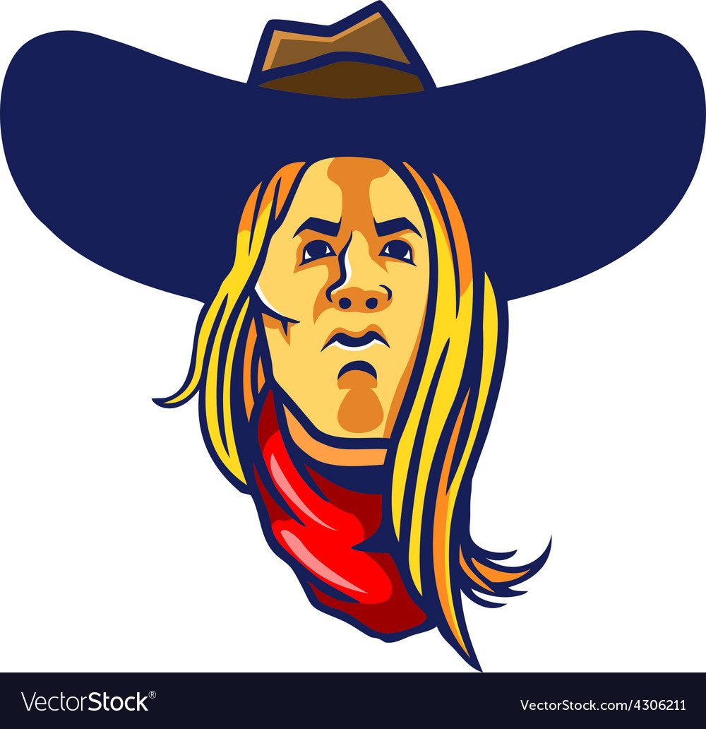 Long Hair Cowboy Royalty Free Vector Image Vectorstock