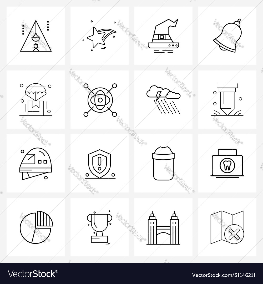 Modern style set 16 line pictograph grid based