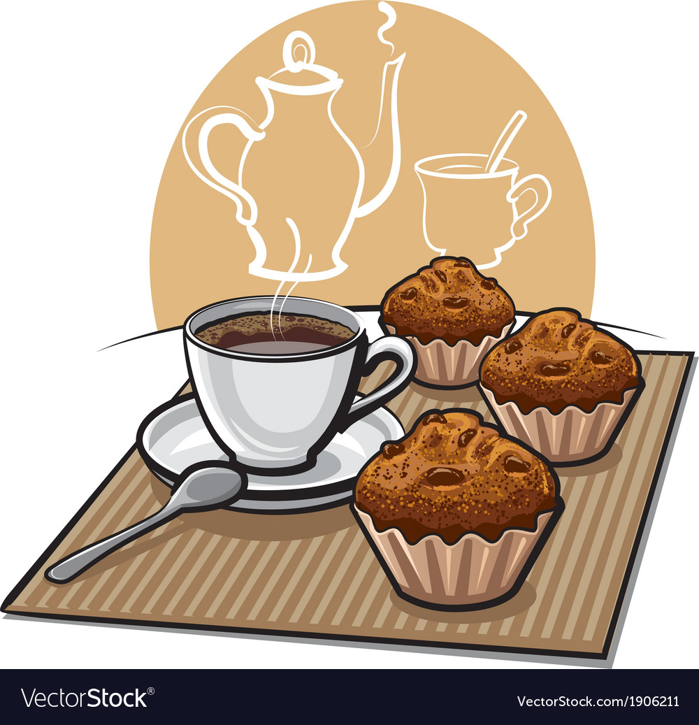 Muffin and coffee Royalty Free Vector Image VectorStock