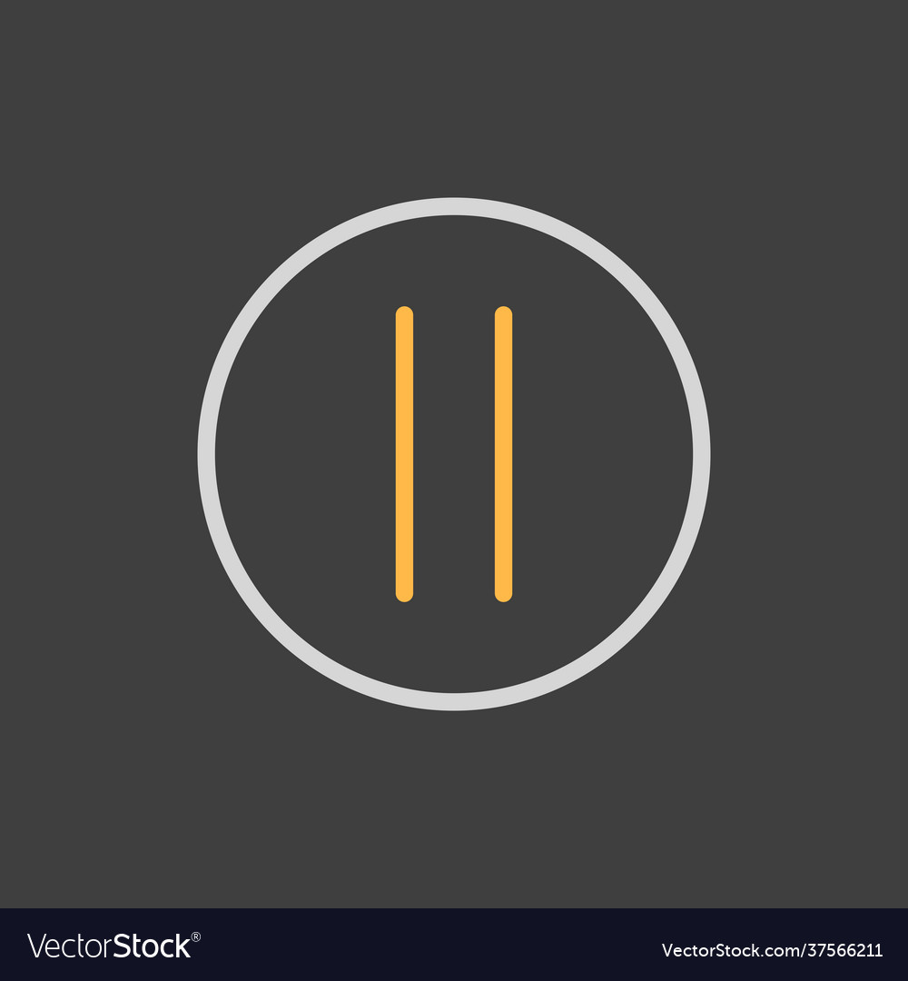 Pause button flat icon on dark background