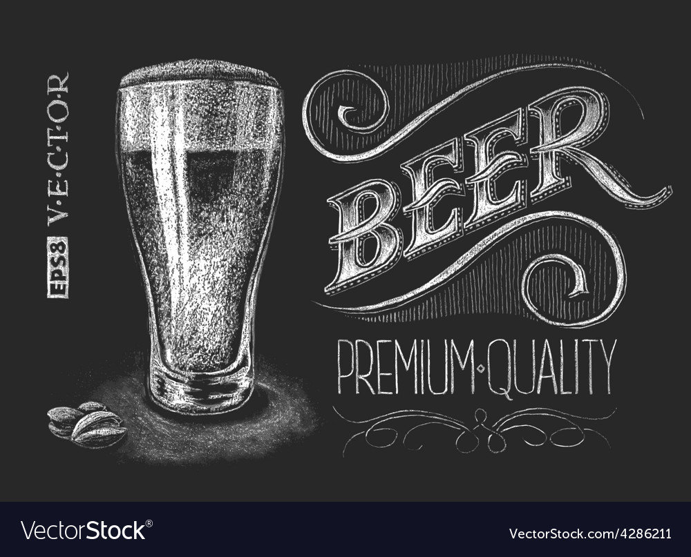 Poster of beer on the chalkboard Royalty Free Vector Image