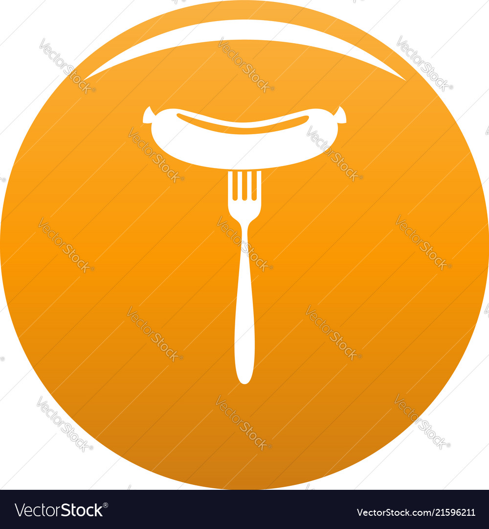 Sausage on fork icon orange Royalty Free Vector Image