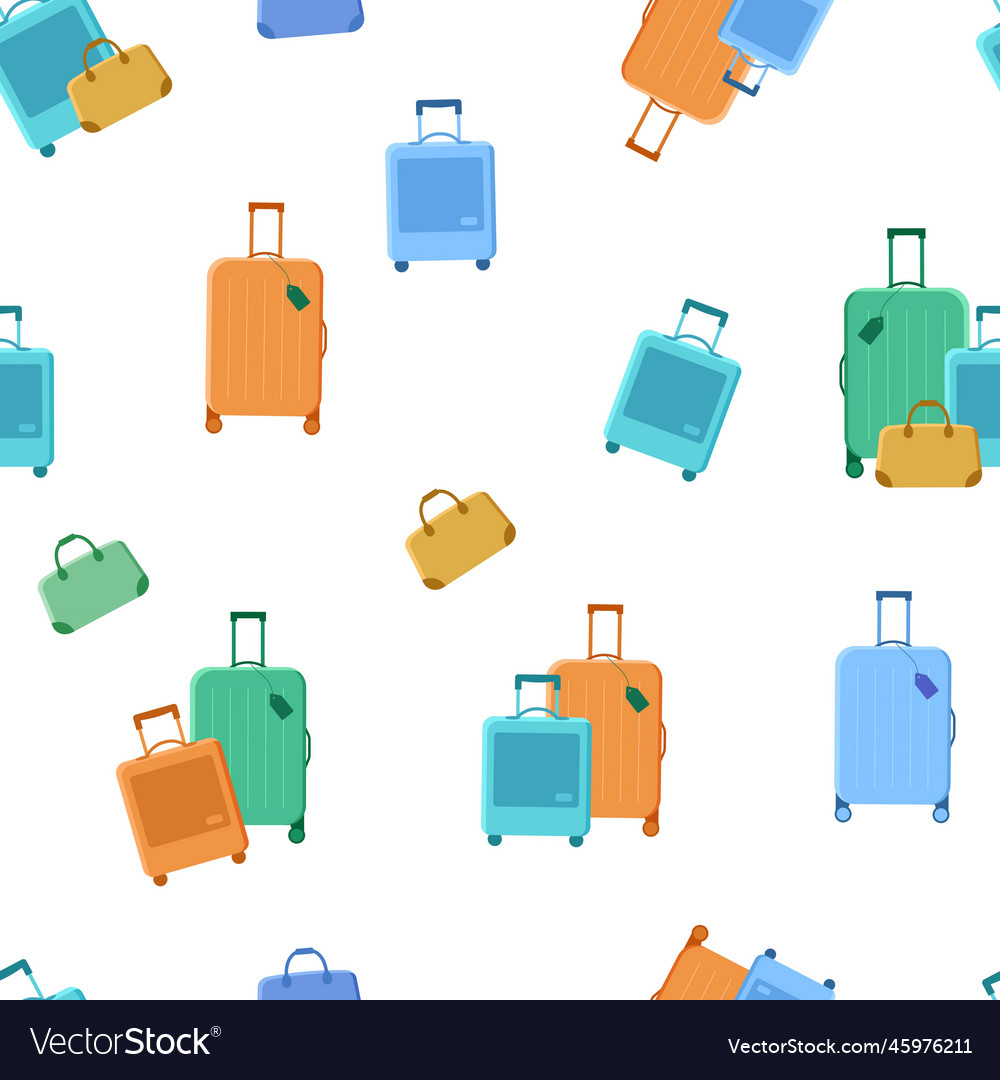 Seamless pattern with suitcases Vector Image Seamless pattern with suitcases