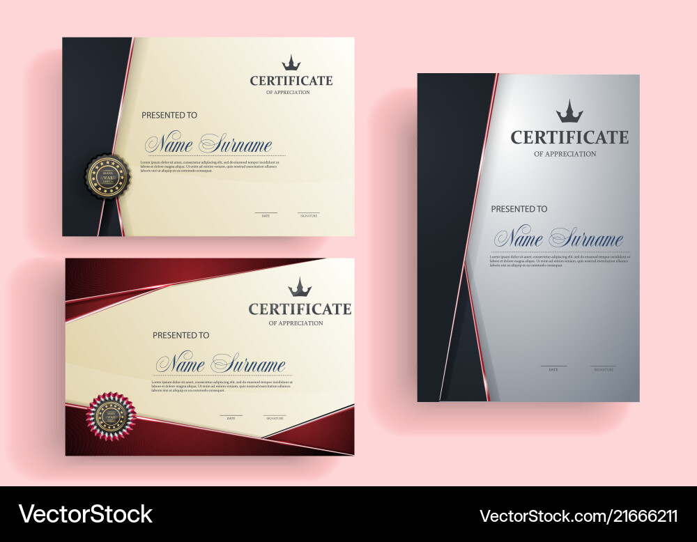 Set certificate template Royalty Free Vector Image