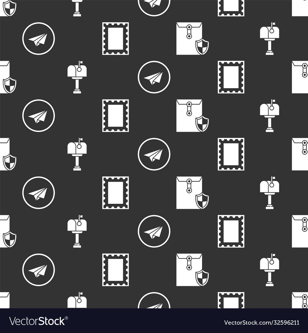 Set envelope with shield mail box paper plane vector image Set envelope with shield mail box paper plane
